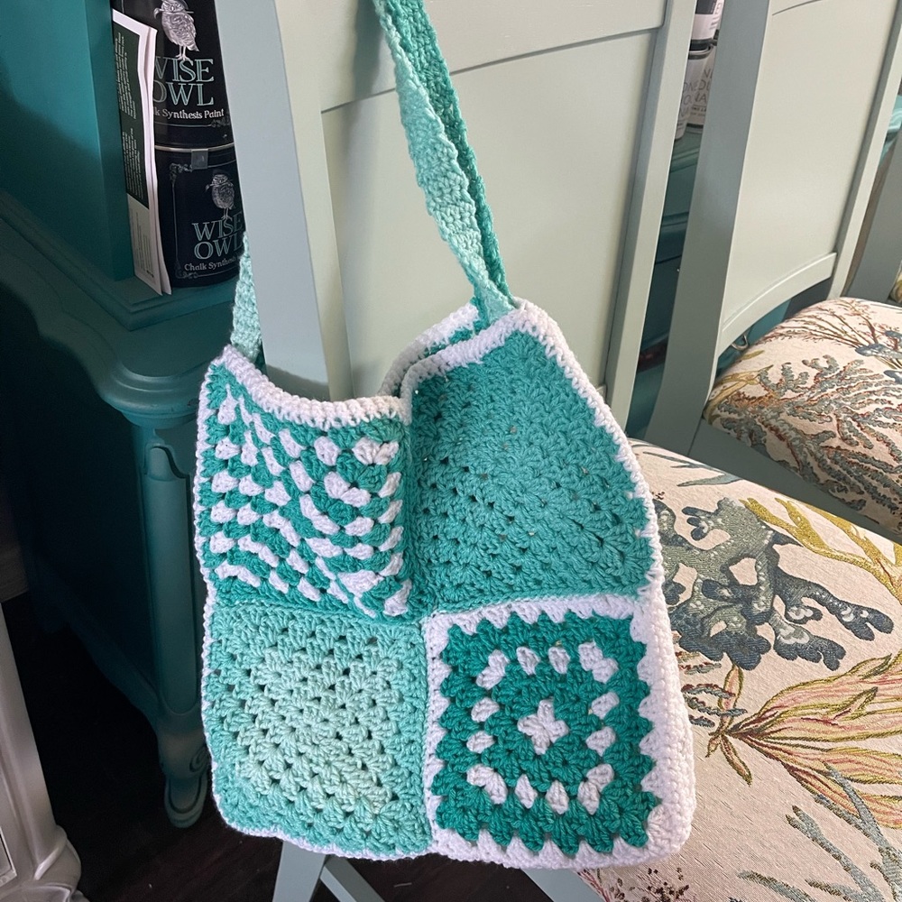 Handmade teal tote - Picture 3 of 3